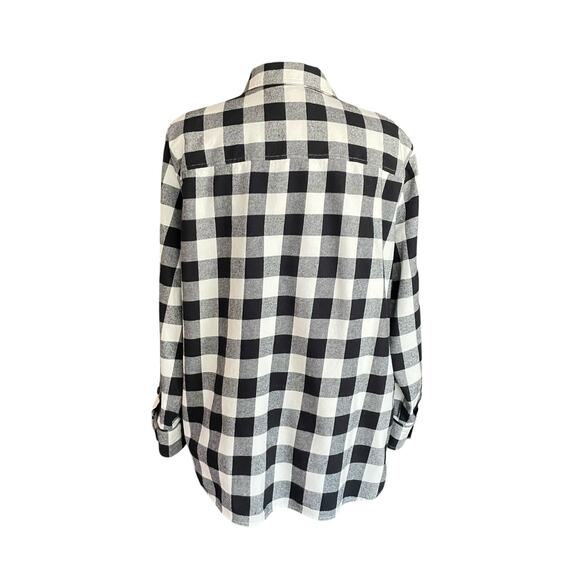 J. Crew Black & White Buffalo Check Flannel Shirt - Picture 7 of 9